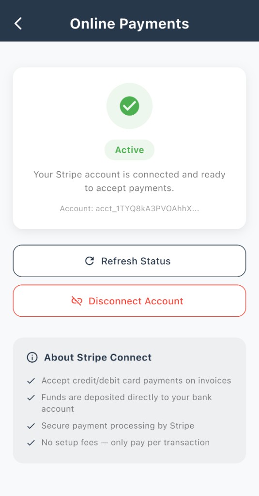 Disconnect Stripe in payment settings