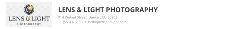 Company details and logo as they appear on an invoice