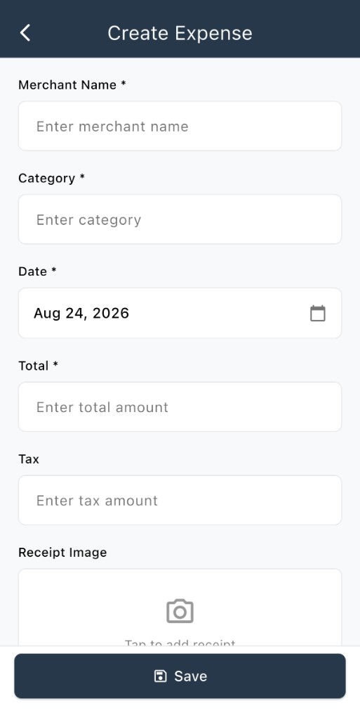 Create expense with receipt photo